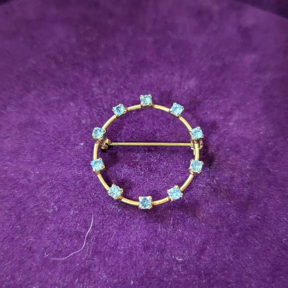 Circular Blue Rhinestone Brooch/Pin - Picture 1 of 1